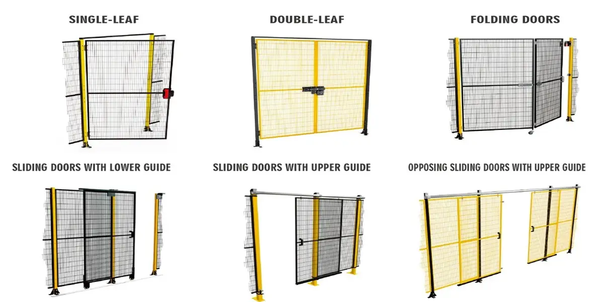 different panel designs of robot safety fence.